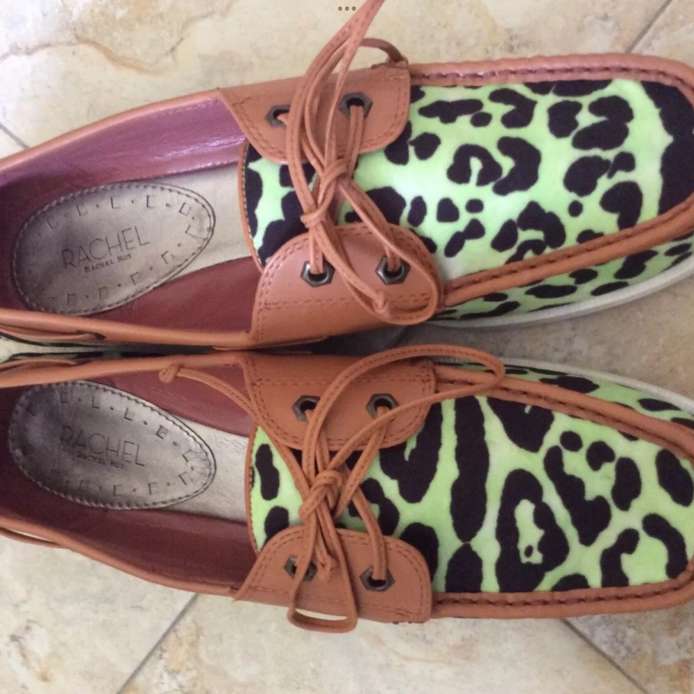 NEW RACHEL ROY Green Cheetah Leopard Canvas TYUANA LOAFER boat Shoes 8.5 M NIB